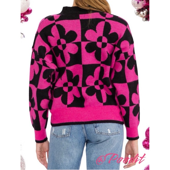 ENTRO Cute fuchsia and black cardigan S M L - Picture 3 of 7